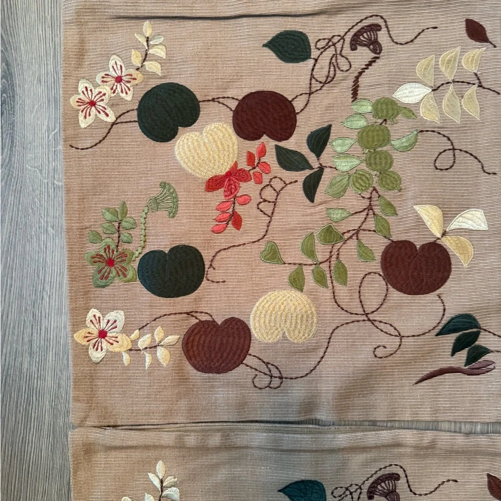 4 Crate & Barrel Mandarin Garden Pillow Covers Embroidered Holiday Fall 16”
